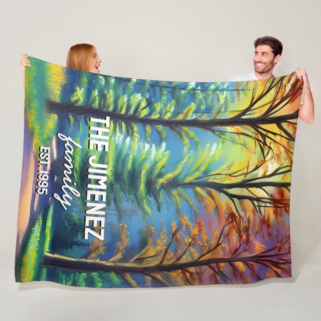 Moderne, einfache und elegante Wasserfarbenfamilie Fleecedecke (Beispiel)