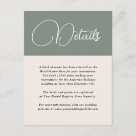 Moderne, einfache und grüne Hochzeitsdetails Begleitkarte