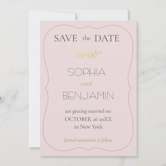 Moderne, einfache und Minimalistische Hochzeitstor Save The Date (Vorderseite)