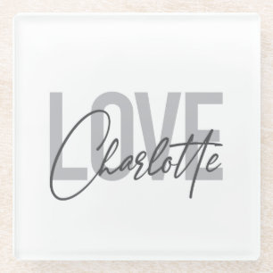 Moderne, einfache, urbane, coole Liebe Charlotte Glasuntersetzer