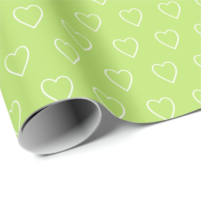 Moderne einfache Valentine Herz Muster Grün Geschenkpapier (Rolleneckpunkt)