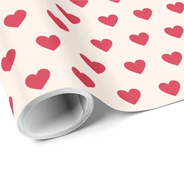 Moderne, einfache Valentine Rote Herzen Creme Geschenkpapier (Rolleneckpunkt)