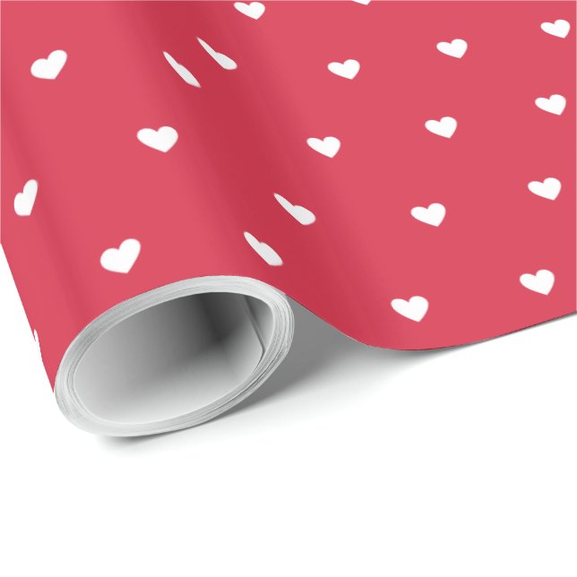 Moderne einfache Valentine White Small Hearot Geschenkpapier (Rolleneckpunkt)