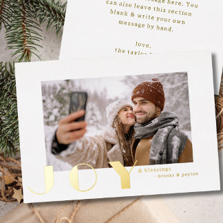 moderne einfache vintage Joy Weihnachtsfoto Folien Feiertagskarte