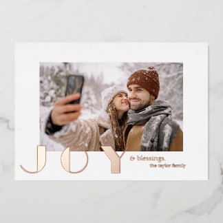 moderne einfache vintage Joy Weihnachtsfoto Folien Feiertagskarte