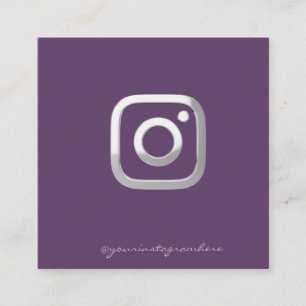 Moderne, einfache Violette, Silver Instagram Socia Quadratische Visitenkarte