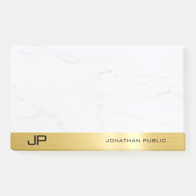 Moderne einfache Vorlage elegant Gold und Marmor Post-it Klebezettel (Vorderseite)