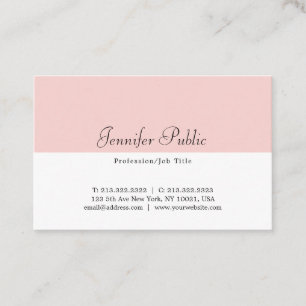 Moderne einfache Vorlage Elegantes Rosa Weiß Visitenkarte