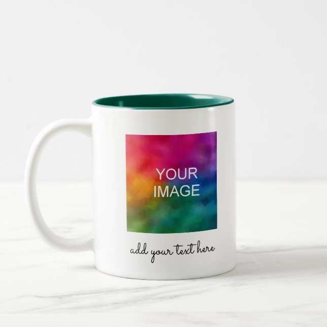 Moderne einfache Vorlage Laden Sie Ihr Foto oder L Zweifarbige Tasse (Links)