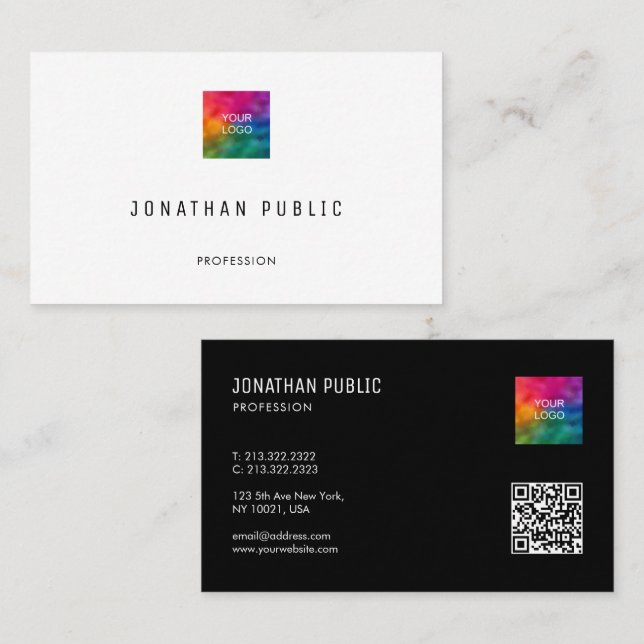 Moderne, einfache Vorlage QR-Code-Logo-Ozean Visitenkarte (Vorne/Hinten)