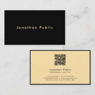 Moderne einfache Vorlage QR Code Schwarz & Gold Visitenkarte