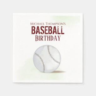 Moderne einfache Wasserfarbe Baseball-Geburtstag Serviette