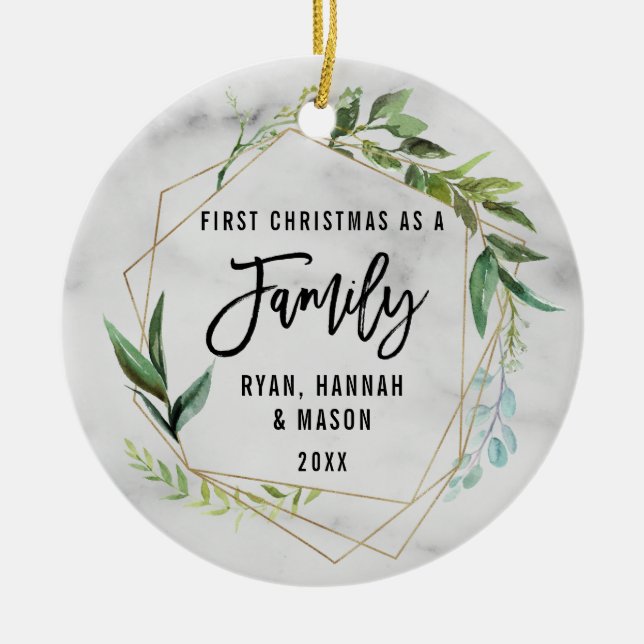 Moderne, einfache Weihnachten als Familie Keramik Ornament (Vorne)