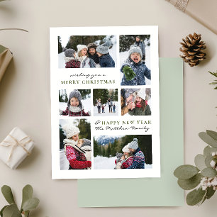 Moderne einfache Weihnachts-Familien-Foto-Collage Feiertagskarte