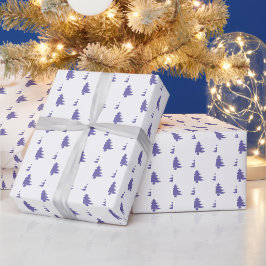 Moderne einfache Weihnachtsbäume Periwinkle Blue Geschenkpapier
