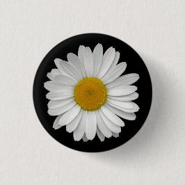 Moderne, einfache Weiße Daisy-Blume auf Schwarz Button