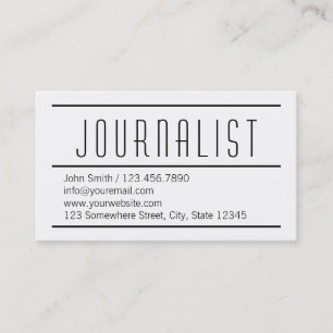 Moderne einfache weiße Journalist-Visitenkarte Visitenkarte