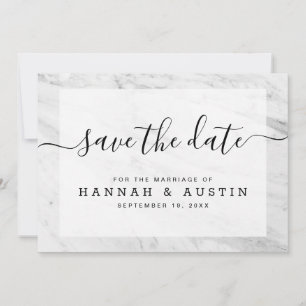 Moderne, einfache, weiße Marmor Elegante Hochzeit Save The Date