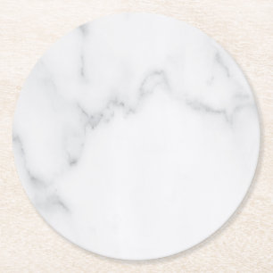 Moderne einfache weiße Marmor-Rustico-Papier-Unter Runder Pappuntersetzer