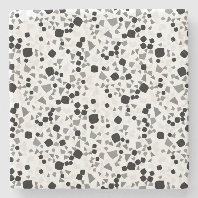Moderne, einfache, weiße Terrazzo Steinuntersetzer (Vorderseite)