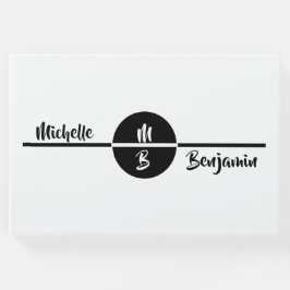 Moderne, einfache White Stylish Monogram Name Wedd Gästebuch