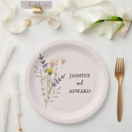Moderne einfache Wildblume Blumenhochzeit Pappteller