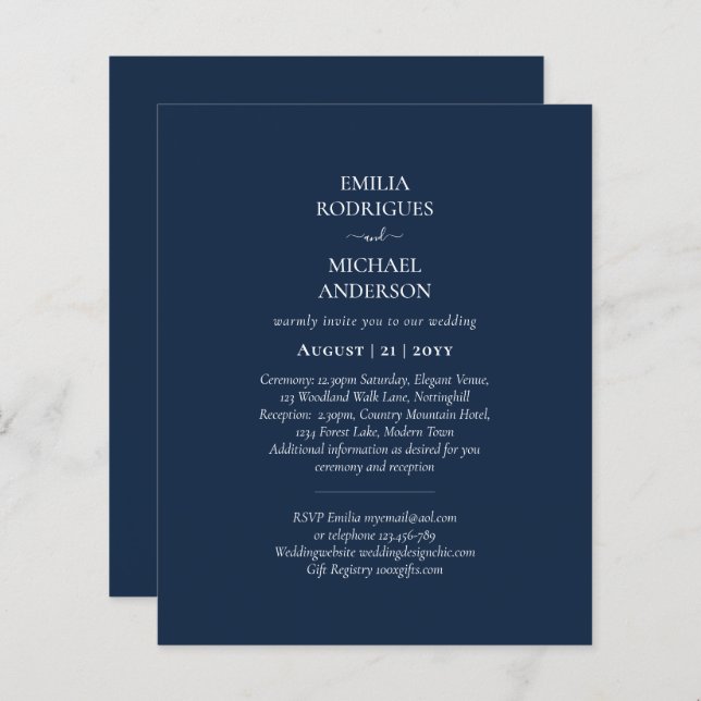 Moderne einfarbige Hochzeit in einem Budget (Vorne/Hinten)