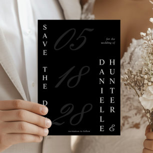 Moderne einfarbige Schwarz-Weiß-Hochzeit Save The Date