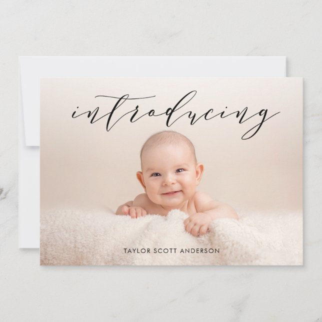 Moderne Einführung Baby Foto Geburtsankündigung Einladung (Vorderseite)
