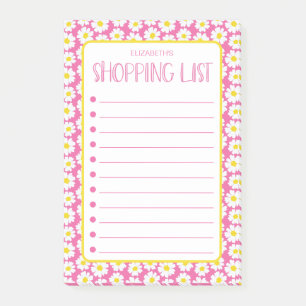 Moderne Einkaufsliste mit Gänseblümchen Post-it Klebezettel
