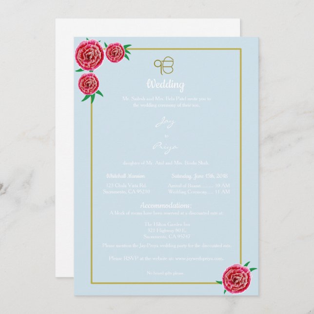 Moderne Einladung der Roten Flora (Sikh Ek Onkar) (Vorne/Hinten)