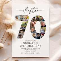 Moderne Einladung zum 70. Kapitel-Geburtstag