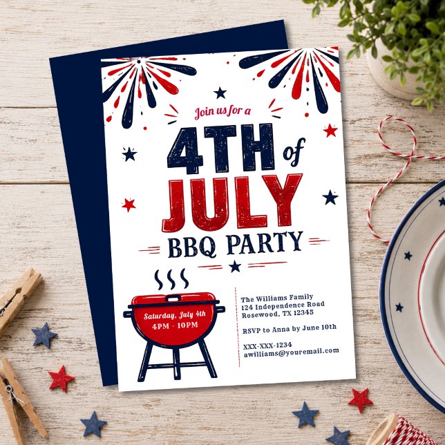 Moderne Einladung zur 4. Juli BBQ-Party (Von Creator hochgeladen)
