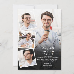 Moderne Einladung zur Abschlussfeier mit 5 Fotos C