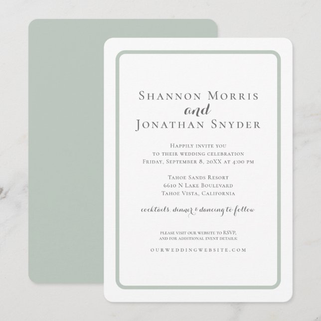 Moderne Einladung zur Hochzeit an der Grenze (Vorne/Hinten)