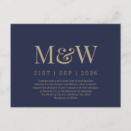 Moderne Einladung zur Hochzeit der Marine Postkarte