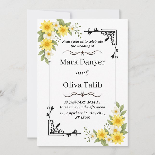 Moderne Einladung zur Hochzeit | Elegant und indiv (Vorderseite)