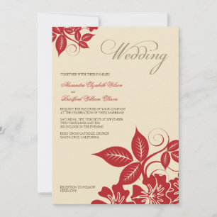 Moderne Einladung zur Hochzeit von Rot und Creme