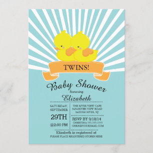 Moderne Einladungen für die Duck Twin Baby Shower