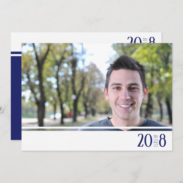 Moderne Einladungen in der Nay & White Class (Vorne/Hinten)