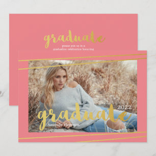 Moderne Einladungen in Rosa, Gold und Weiß