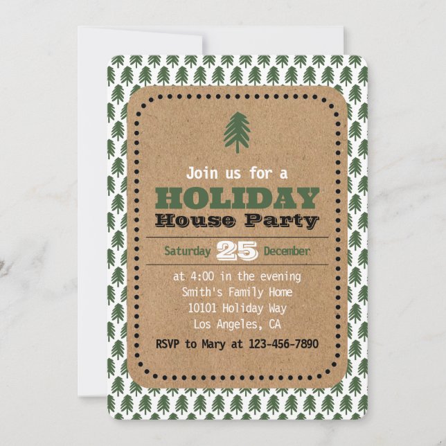 Moderne Einladungen zu grünen und weißen Weihnacht (Vorderseite)