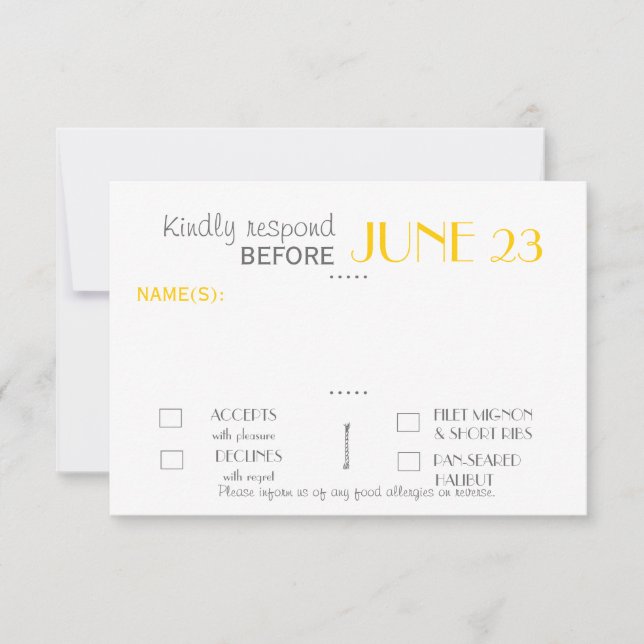 Moderne Einladungs Suite Response Card RSVP Karte (Vorderseite)