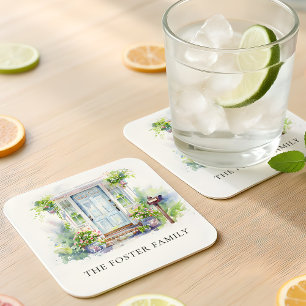 Moderne Einweihungsparty Einfache Wasserfarbe Rechteckiger Pappuntersetzer