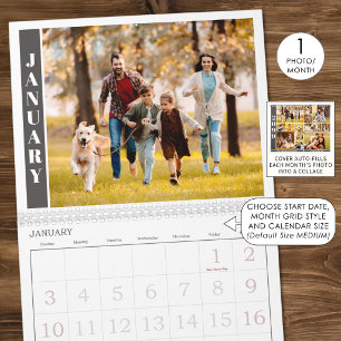 Moderne Einzelbilder pro Monat und Collage auf dem Kalender
