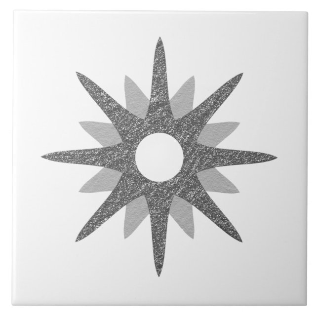 Moderne Einzelne Silber-Sternenexplosion Mitte des Fliese (Vorderseite)