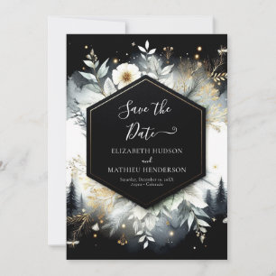 Moderne, einzigartige, bezaubernde Waldhochzeit Save The Date