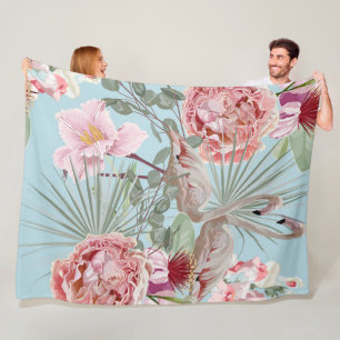 Moderne, einzigartige Blumen mit Flamingo blau und Fleecedecke