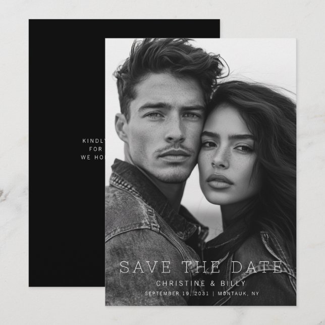 Moderne, einzigartige Foto-Overlay-Hochzeit speich Save The Date (Vorne/Hinten)