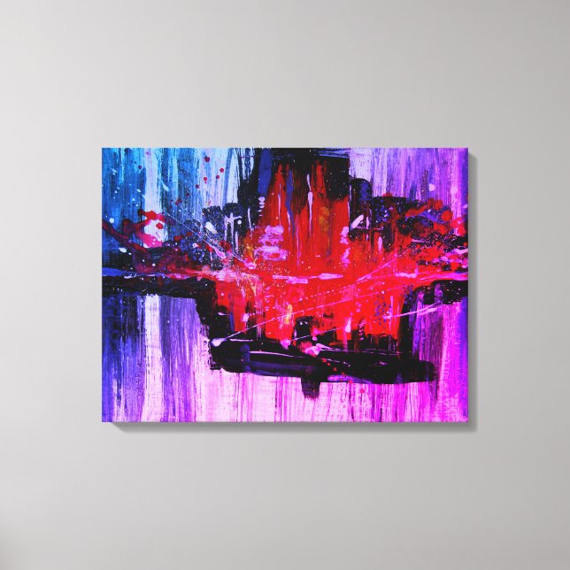 Moderne, einzigartige, lebendige Rot-Schwarz-Blau  Leinwanddruck (Vorderseite)